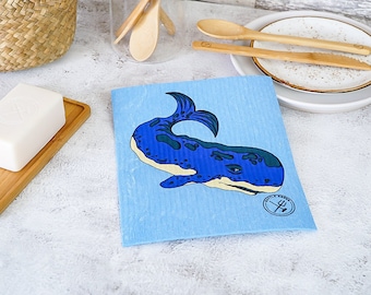 Eco Friendly Dishcloth (Whale) - Plastic Free Reusable Sponge - Swedish Dish Cloth