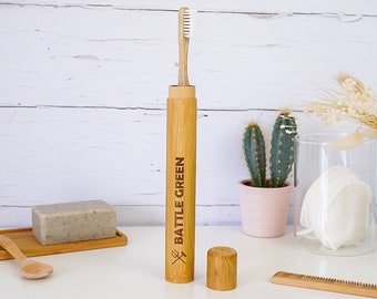 Bamboo Toothbrush Case - Bamboo Toothbrush Holder - Plastic Free Toothbrush Travel Case