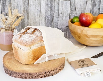 Reusable Bread Bag - GOTS Certified Organic Bread Bag - Bakery Bag for Breads - Loaf Bag - Bread Sack - Bread Pouch