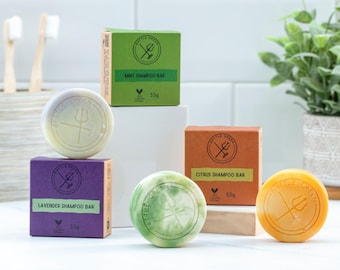 Natuurlijke vaste shampoobars: milieuvriendelijk, handgemaakt in het Verenigd Koninkrijk, plasticvrije haarverzorging 55 g
