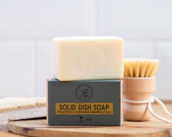Lemon & Eucalyptus Organic Dish Soap Bar: Eco-Friendly Kitchen Soap (165g)