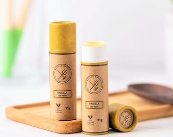 Vanilla Natural Organic Lip Balm 11g Tube - Vegan Zero Waste Lip Balm - Plastic Free Lip Balm - Lip Balm Stick - Lip Butter