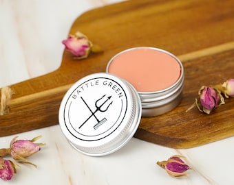 Rose Natural Lip Balm 15g Tin - Organic Vegan Lip Balm - Eco Friendly Lip Balm - Plastic Free Lip Butter