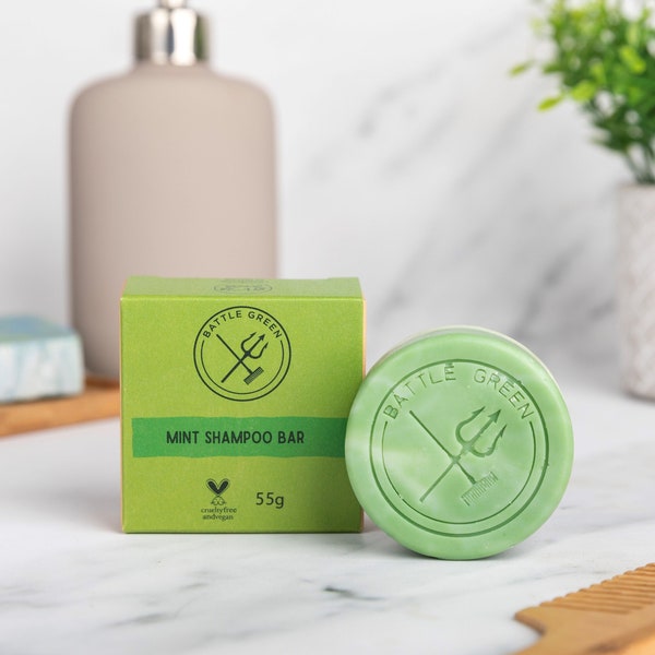 Barre de shampoing naturel menthe 55 g - Barre de shampoing de voyage sans plastique - Shampoing solide végétalien