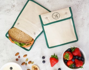 Lunch Bag - Reusable Snack Bag Made With Recycled Materials - Sandwich Pouch for School or Work Lunch