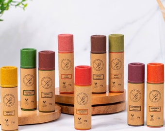 Natural Lip Balm in Cardboard Tube - Vegan friendly, Multiple Scents available, Plastic-Free & Eco-Friendly