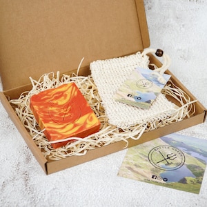 Natural Soap & Soap Saver Bag Gift Set - Eco Friendly Vegan Soap Set