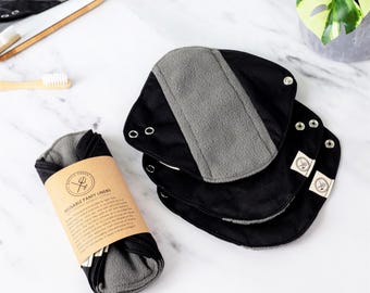 Reusable Period Pads (Black) - Menstrual Pads Small size for light flow