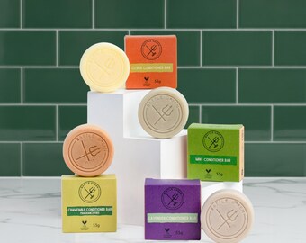 Barras de acondicionador sólido natural de 55 g: varios aromas / Sin plástico y hechas a mano