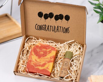 Natural Soap and Lip Balm Gift Set - Congratulations - Eco Friendly Vegan Letterbox Gift - Graduation Gift - Congrats - Plastic Free