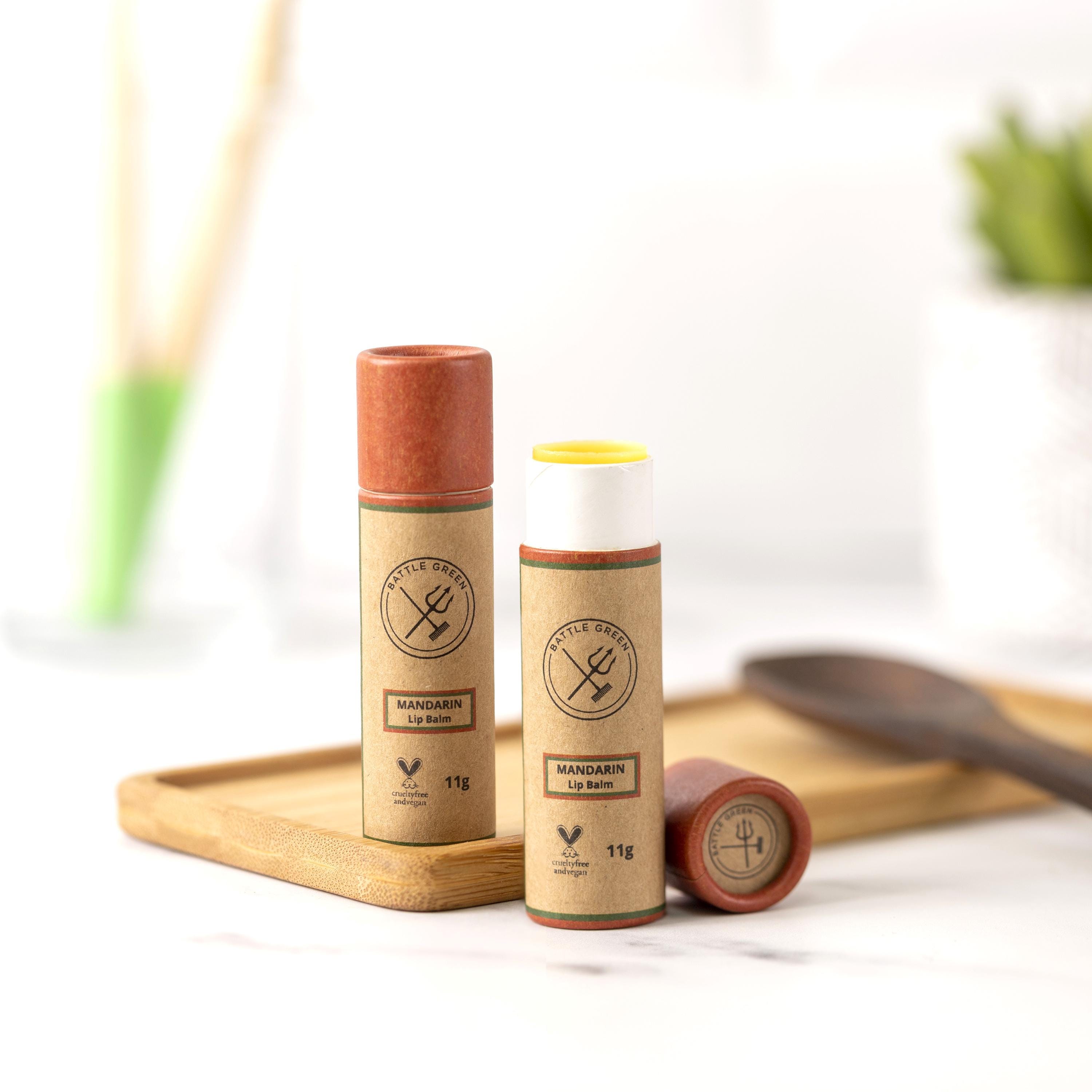 Bálsamo labial natural orgánico de mandarina, 11 g, apto para veganos, en tubo de cartón