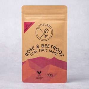 Rose Natural Organic Clay Face Mask 50g Sachet Vegan and Cruelty Facial Clay Face Mask Plastic Free Packaging image 2