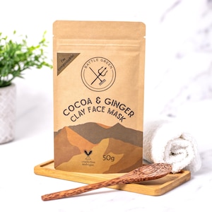 Natural Organic Clay Face Mask Cocoa Ginger 50g | Vegan friendly and Cruelty-Free