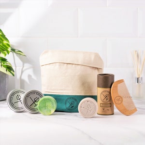 Natural Hair Care Gift Bag - Organic Cotton Wash Bag w/ Vegan Friendly Shampoo and Conditioner