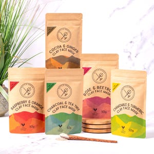Natural Clay Face Mask – Vegan, Cruelty-Free, Handmade in UK – 50g Sachet in Multiple Scents