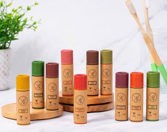 Natuurlijke organische lippenbalsem 11g tubes - meerdere geuren - Vegan Zero Waste lippenbalsem - plastic gratis lippenbalsem - lippenbalsemstick - lippenboter