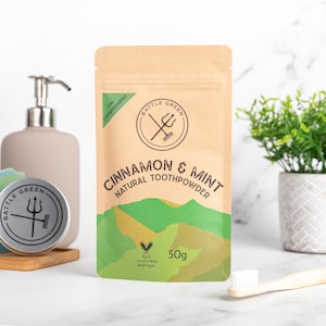 Natural Tooth Powder 50g pouch - Vegan Friendly and Plastic Free