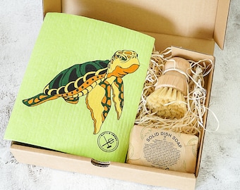 Kit de limpieza de cocina sin residuos - Set de regalo ecológico para lavar platos