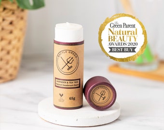 Lavender & Tea Tree Natural Deodorant Balm 65g Tube - Plastic Free Deodorant Stick - Zero Waste Vegan Deodorant - Deodorant Cream