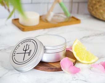 Lemon & Rose Natural Deodorant Balm 100g Tin - Plastic Free Deodorant - Zero Waste Vegan Deodorant - Deodorant Cream