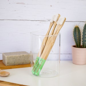 Bamboo Toothbrush 100% Plant-based Bristles, Plastic Free and Sustainably Sourced Wooden Toothbrush Pack of 4 brushes