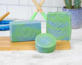 Eucalyptus & Tea Tree Natural Soap - Multiple Sizes To Choose From - Vegan Handmade Soap - Plastic Free Cold Processed Soap