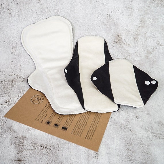 Reusable Period Pads Starter Kit Black Mixed Sizes Reusable Pads