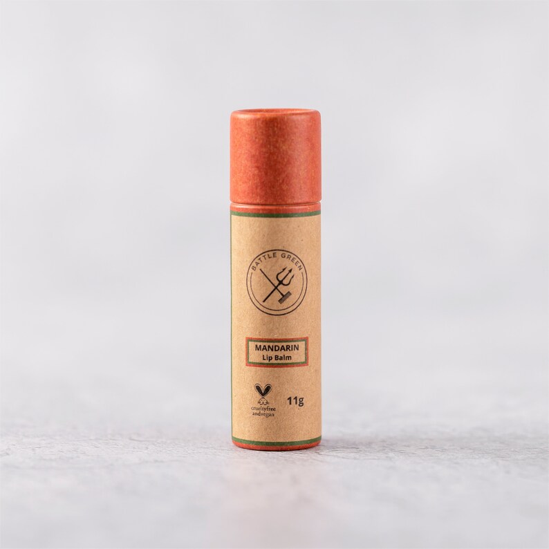 Baume à lèvres bio naturel Mandarine Tube de 11 g Baume à lèvres végétalien zéro déchet Baume à lèvres écologique en bâton Beurre à lèvres sans plastique image 2