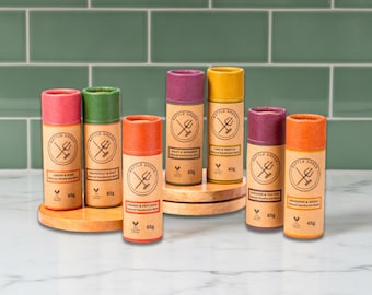 Bálsamo desodorante natural en varios aromas, tubo de 65 g / Apto para veganos, sin plástico y hecho a mano.