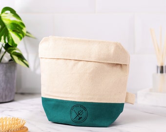 Organic Cotton Wash Bag - Eco Friendly Makeup Bag, Toiletry Pouch, Natural Canvas Travel Bag