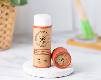 Orange & Patchouli Natural Deodorant Balm 65g Tube - Plastic Free Deodorant Stick - Zero Waste Vegan Deodorant - Deodorant Cream