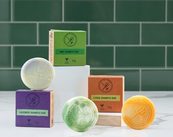 Pastillas de champú natural de 55 g: veganas y ecológicas / Cuidado del cabello artesanal sin plástico