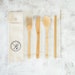 FSC® Bamboo Cutlery Set w/ Bamboo Straw -  Plastic Free  Zero Waste Cutlery - Travel Cutlery Set with Cutlery Pouch 