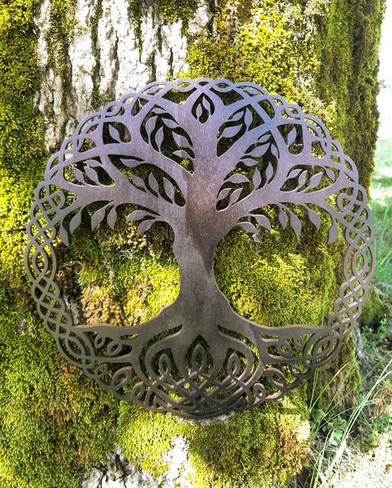 24\u201d carved wooden celtic tree of life wall hanging Wall Décor Wall