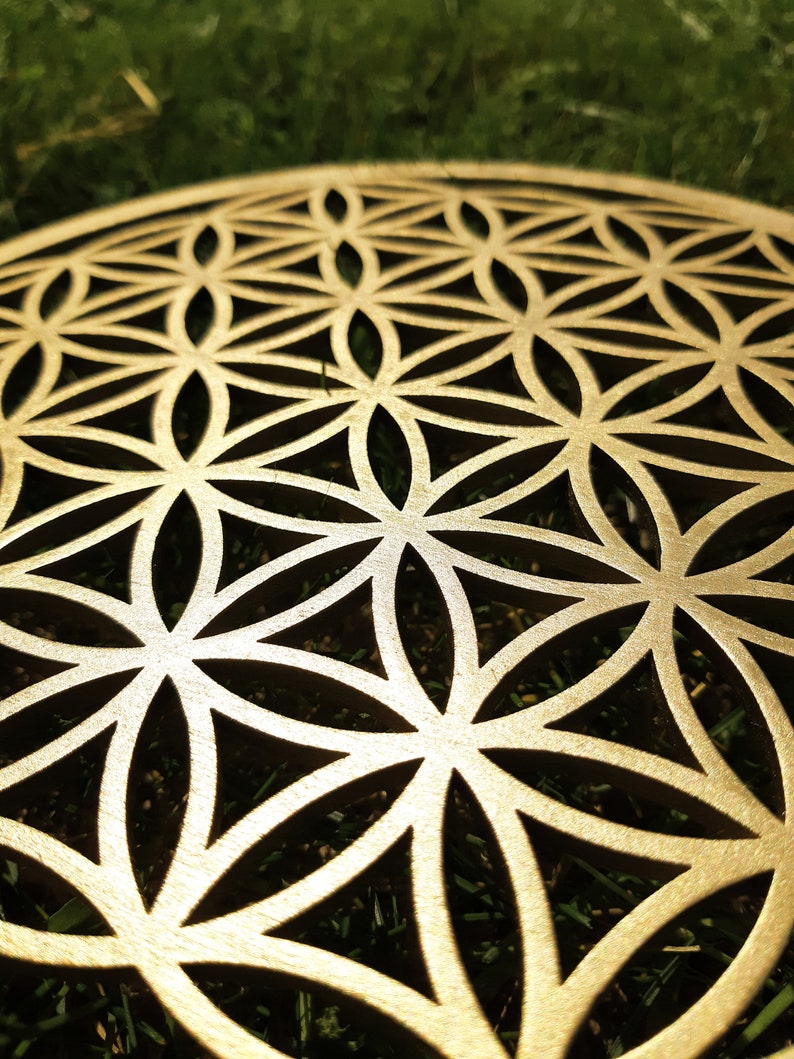 Flor de la vida oro pared decoración geometría sagrada madera | Etsy