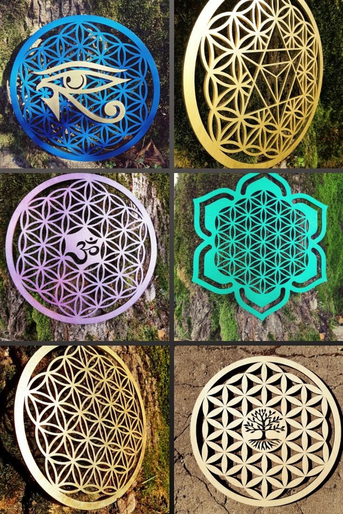 Flor de la vida oro pared decoración geometría sagrada madera | Etsy