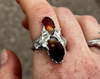 Citrine Sunburst Ring | Handmade Soft Solder Artisan Jewellery