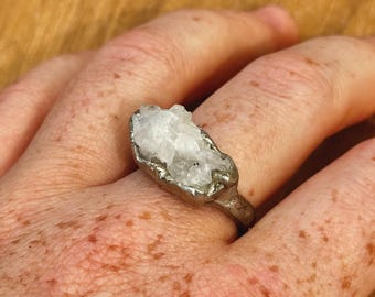 Handmade Cloudy Quartz Ring | Soft Solder Jewelry