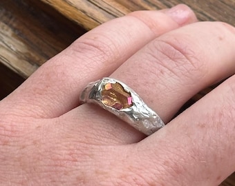 Rose Honey Stone Ring | Handmade Soft Solder Jewellery, Artisan Organic Whimsigoth