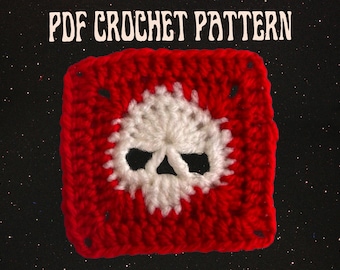 Mönster med dödskalle-rutor, Halloween, Mormorsruta, DIY-virkning, Höst-afghansk, Pysseldekorationer för den kusliga säsongen