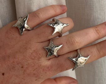 Wonky Star Ring | Handmade Soft Solder Jewellery, Artisan Jewellery, Organic Whimsigoth, Fairycore