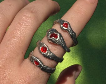 Blood Drop Ring | Handmade Soft Solder Jewellery, Artisan Gothic, Organic Whimsigoth, Dark Academia