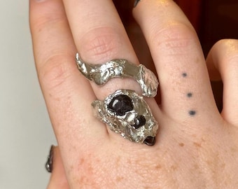 Chunky Garnet Ring | Handmade Soft Solder Artisan Jewellery