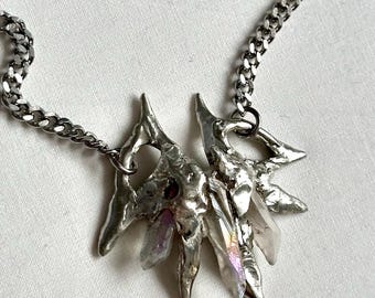 Quartz Burst Necklace | Handmade Soft Solder Jewellery, Artisan Gothic, Organic Whimsigoth