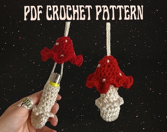 Mushroom CROCHET PATTERN - Stash/Chapstick, Lighter Lanyard or Keychain, DIY Crochet, Whimsical, Cottagecore, Handmade Gifts