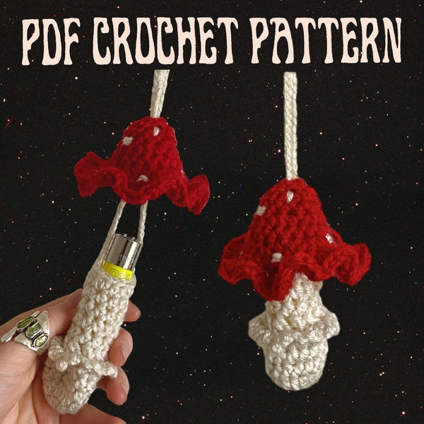 Mushroom CROCHET PATTERN - Stash/Chapstick, Lighter Lanyard or Keychain, DIY Crochet, Whimsical, Cottagecore, Handmade Gifts