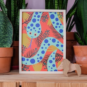 Snake poster // abstract // botanical  // jungle // nature // gift idea