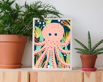 Octopus poster // abstract // squid // jungle // nature // gift idea