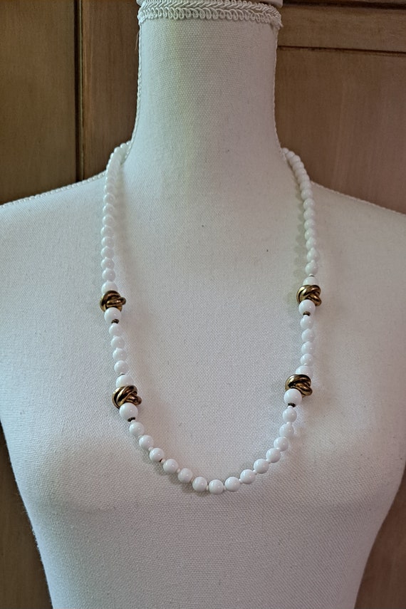Miriam Haskell Vintage White/Gold Beaded Necklace