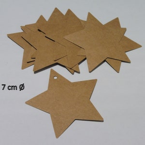 20 handgestanzte große Sterne aus Kraftpapier Anhänger Geschenkanhänger Girlanden Tischdeko Weihnachtsdeko